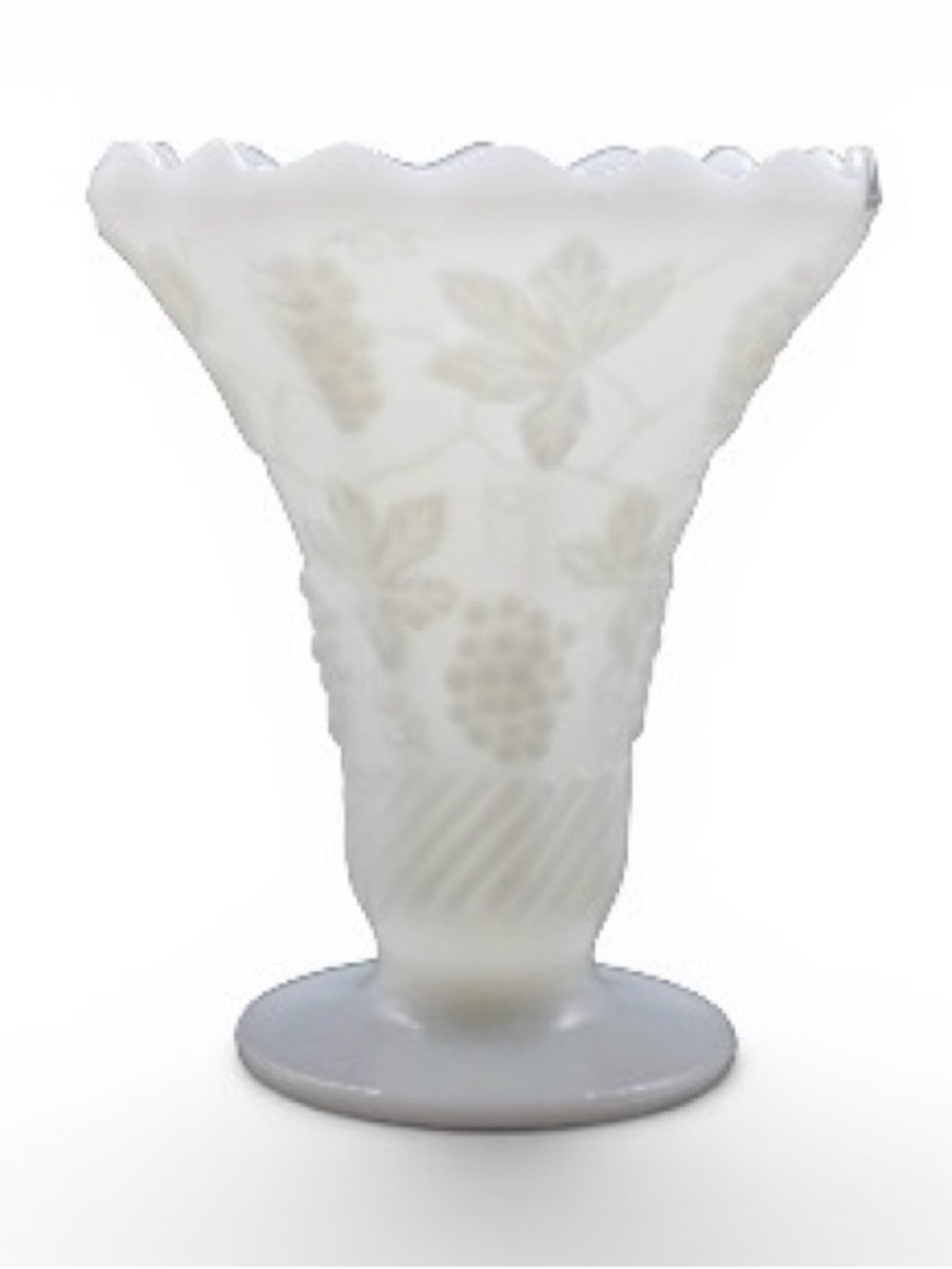 Vintage Anchor Hocking Milk Glass  Harvest Grapevine Scalloped